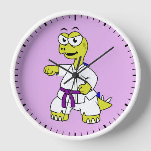 Reloj Ilustracion De Un Estegosaurio Practicando El Kara