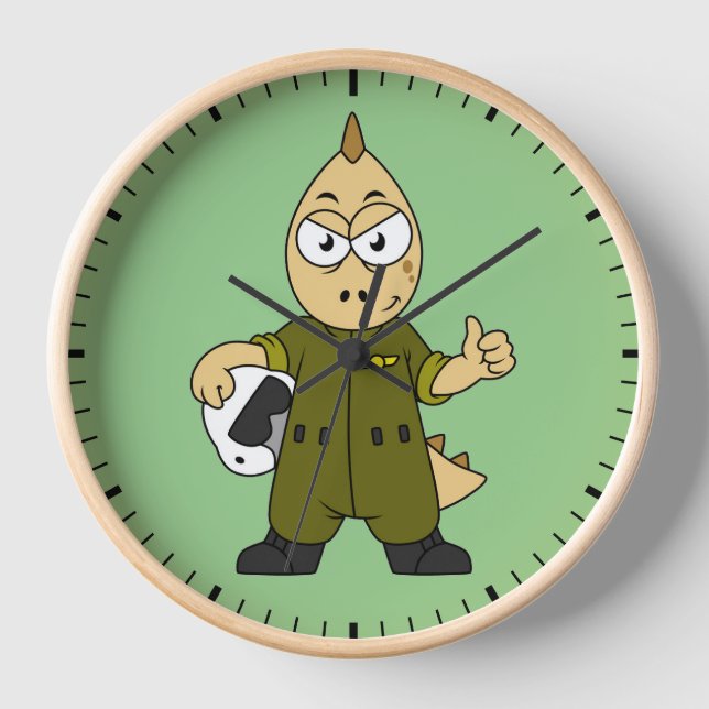 Reloj Ilustracion De Un Piloto De Jet De Allosaurus. (Anverso)