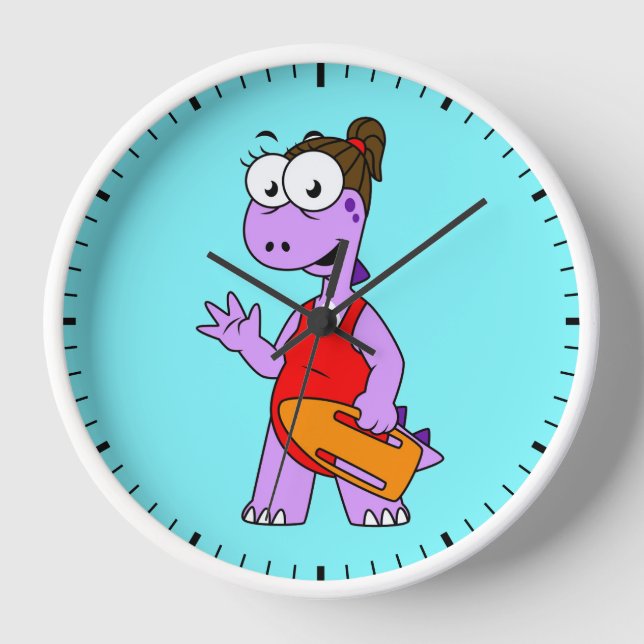 Reloj Ilustracion De Un Salvavidas Tirrannosauro Rex. (Anverso)