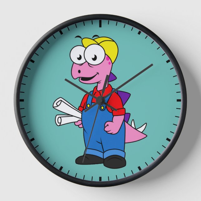 Reloj Ilustracion De Un Trabajador De Construcción De St (Anverso)