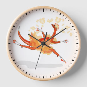 Reloj Ilustracion De Una Ballerina Bailando Raptor. 2