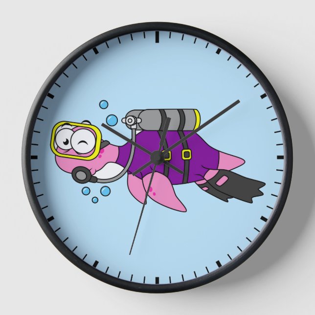 Reloj Ilustracion Del Monstruo De Loch Ness Scuba Buver. (Anverso)