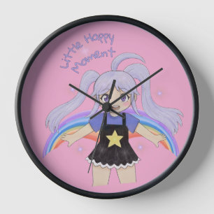 Reloj Ilustración Dibujada a Mano de Niña Feliz – Pequeñ