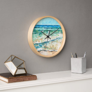 Reloj Ilustraciones costeras de la línea de la playa de