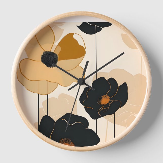 Reloj Impresión de arte floral moderno (Anverso)