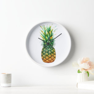 Reloj Impresión de reloj-piña de marco de madera