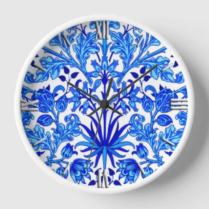 Reloj Impresión hidráulica William Morris, azul cobalto