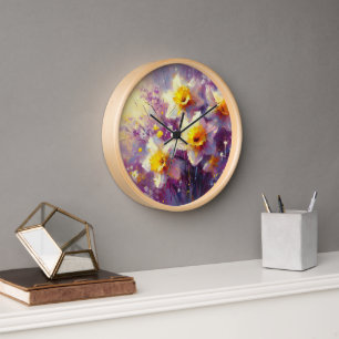 Reloj Impresionante Daffodil Floral Purple Yellow Art