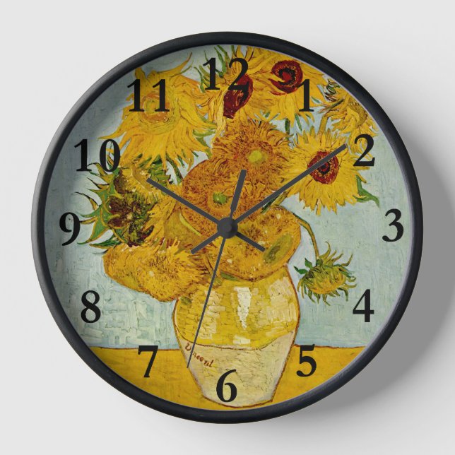 Reloj Impresionista de Vincent Van Gogh 12 Sunflowers (Anverso)