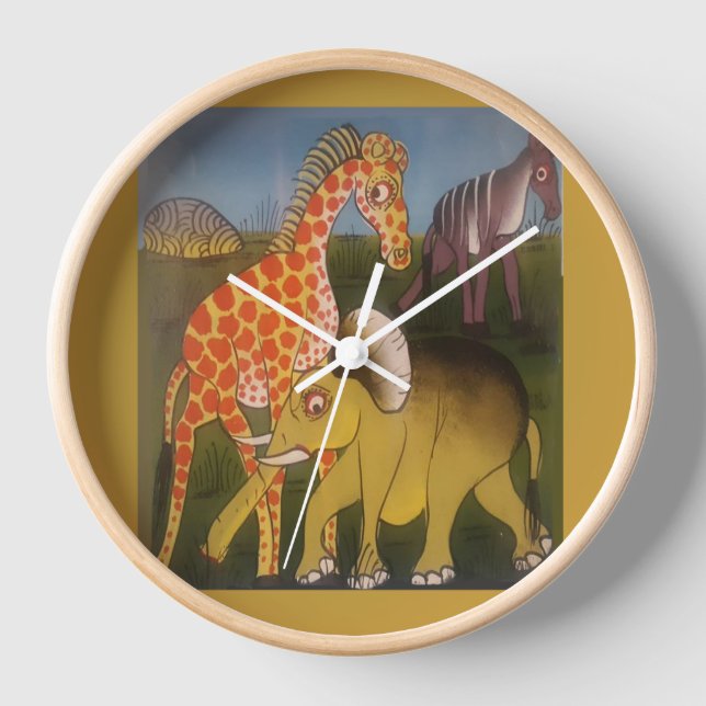 Reloj Imprimir arte de trío africano (Anverso)