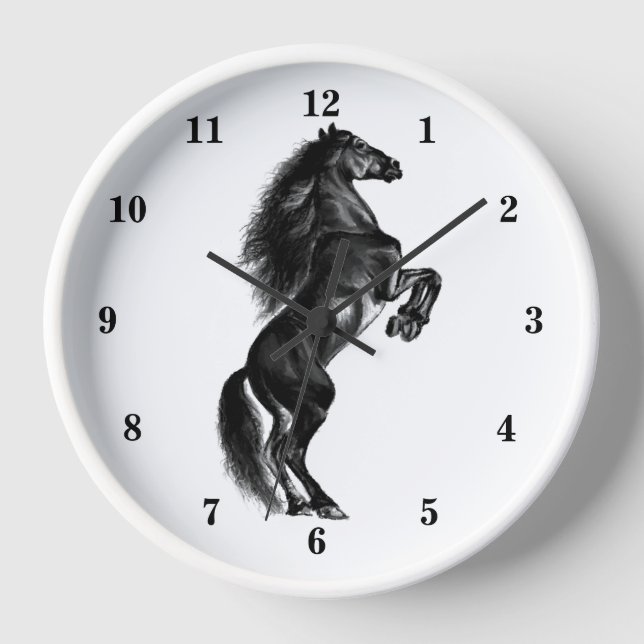 Reloj inclinado de la pared del caballo salvaje -  (Anverso)