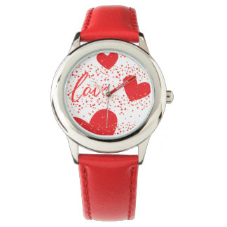 Reloj infantil de corazones rojos - El día de San