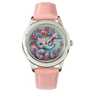 Reloj infantil de Elefantes Adorables