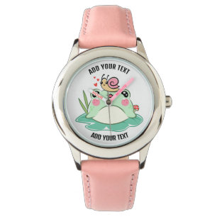 Reloj infantil de pulsera de cuero rojo y acero in