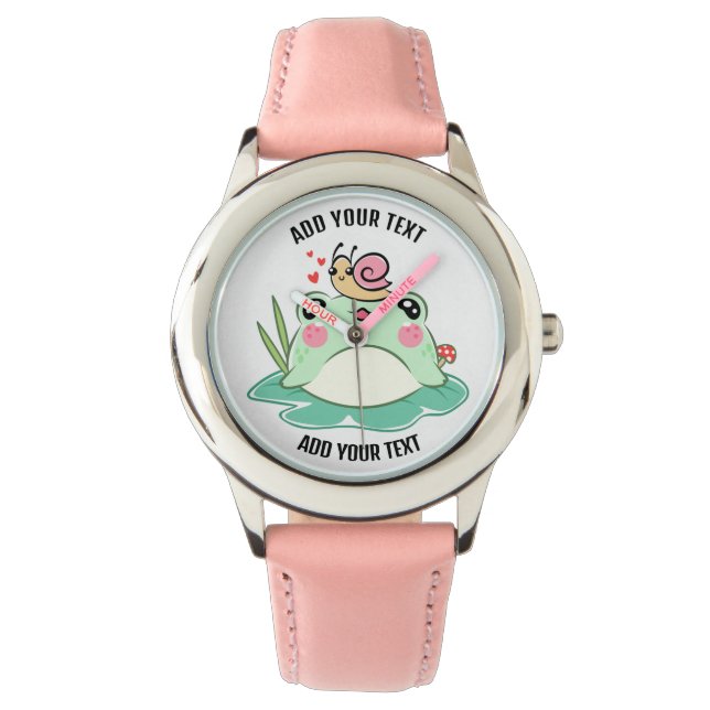Reloj infantil de pulsera de cuero rojo y acero in (Anverso)