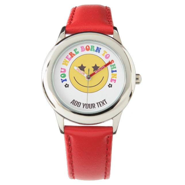 Reloj infantil de pulsera de cuero rojo y acero in (Anverso)