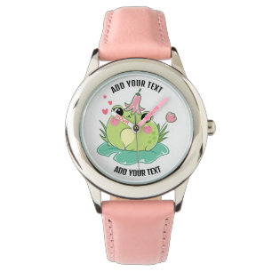 Reloj infantil de pulsera de cuero rojo y acero in