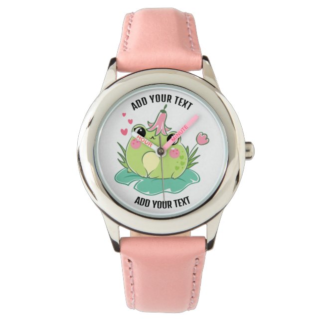 Reloj infantil de pulsera de cuero rojo y acero in (Anverso)