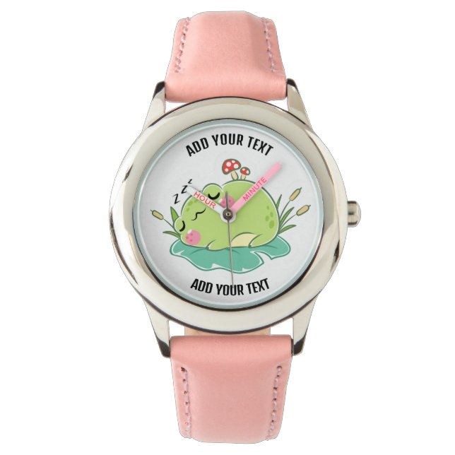 Reloj infantil de pulsera de cuero rojo y acero in (Anverso)