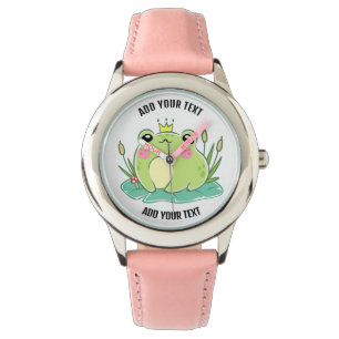 Reloj infantil de pulsera de cuero rojo y acero in