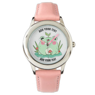 Reloj infantil de pulsera de cuero rojo y acero in