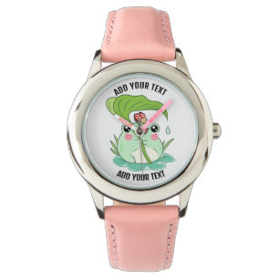 Reloj infantil de pulsera de cuero rojo y acero in
