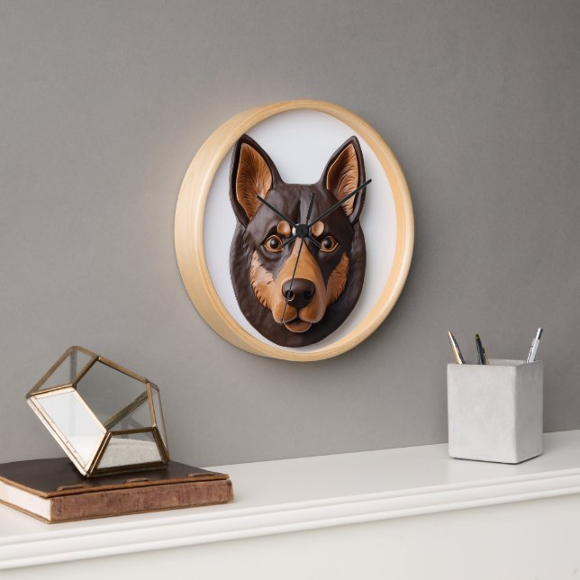 Reloj Inspiración en 3D del perro Kelpie australiano (Oficina)