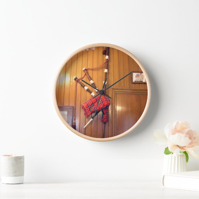 Reloj Instrumento musical escocés Bagpipe Tartan Plaid (Hogar)