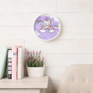 Reloj Invitación de cumpleaños arcoíris de unicornio lin