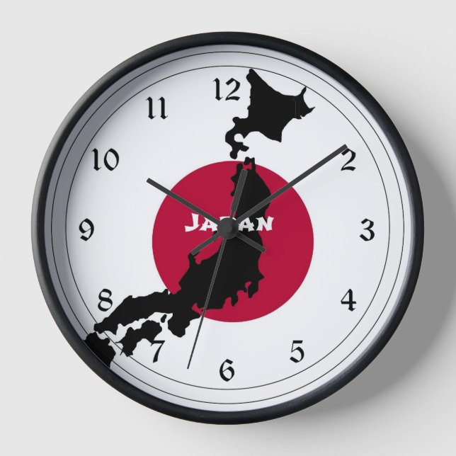 Reloj Japón: Mapa de silueta y bandera (Anverso)