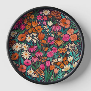 Reloj Jardín de flores silvestres abstractas arte maripo