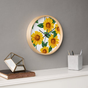 Reloj Jardín de Girasoles Brillantes - Decoración Floral