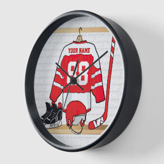 Reloj Jersey de hockey sobre hielo rojo y blanco persona
