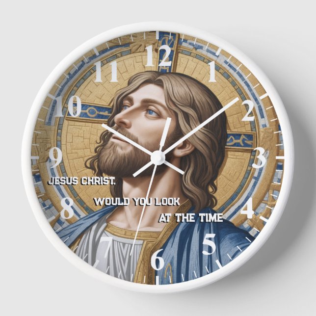 Reloj Jesucristo, ¿podrías mirar el tiempo oro azul? (Anverso)