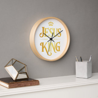 Reloj Jesus Is King Gold Crown Minimalist Wall Clock