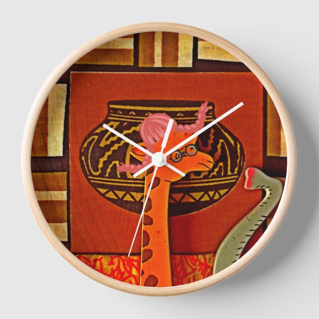 Reloj Jirafa divertida del bebé hermoso (Anverso)