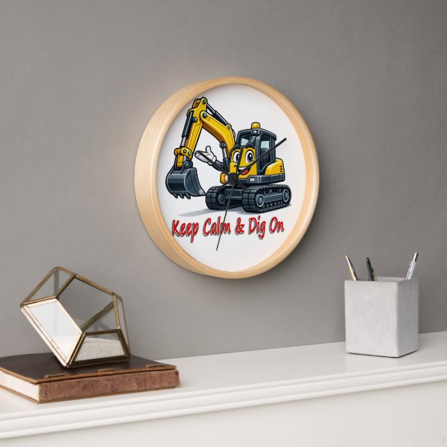 Reloj Keep Calm Dig On Cute Excavator Wall Clock Deco (Oficina)