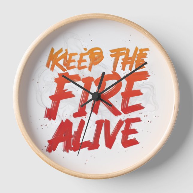 Reloj Keep the Fire Alive Wall Clock, 10" Round Natural  (Anverso)
