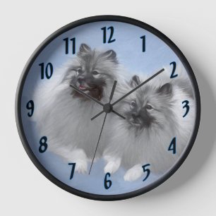 Reloj Keeshond Pair de Kees pintura animal original
