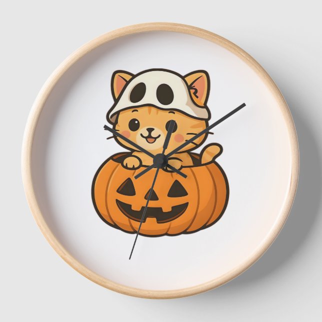 Reloj Kitty de Halloween dentro de una camiseta clásica  (Anverso)