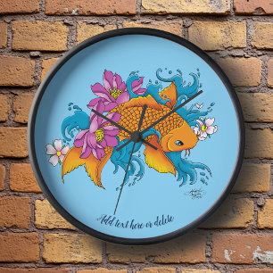 Reloj Koi Fish Lotus Cherry Blossoms