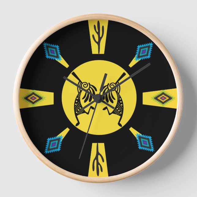 Reloj Kokopelli Sun Southwestern estadounidense nativo (Anverso)