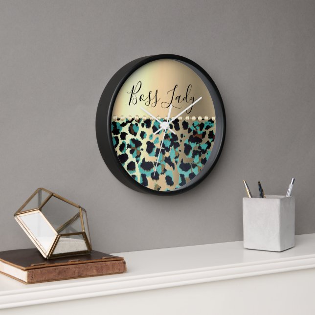 Reloj La dama del jefe metálico Glam Leopard Gold (Oficina)
