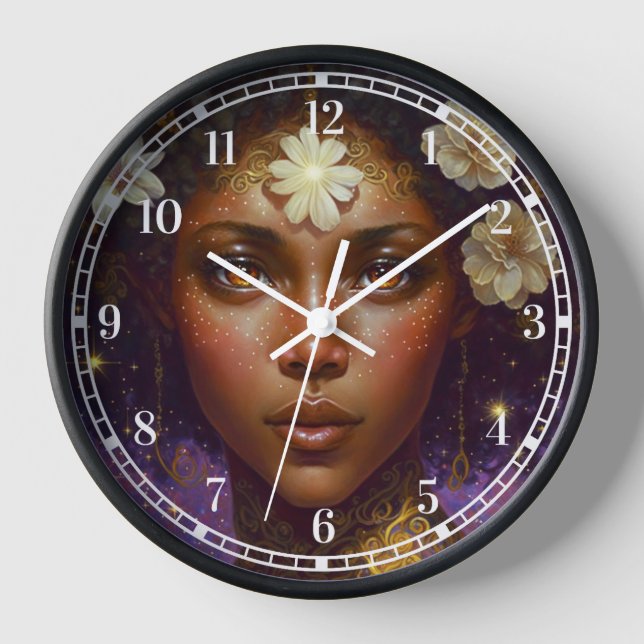 Reloj La diosa negra afroamericana reina fantasía arte C (Anverso)