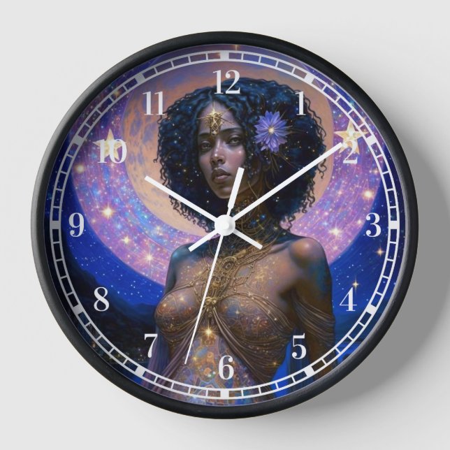 Reloj La diosa negra afroamericana reina fantasía arte C (Anverso)