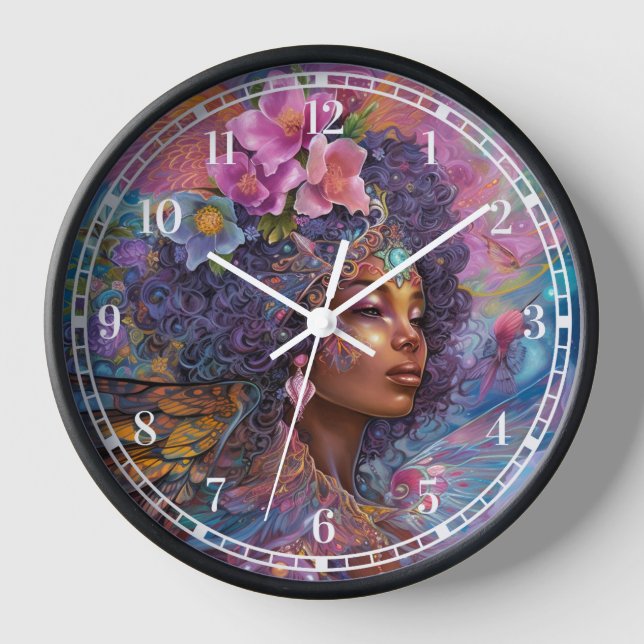Reloj La diosa negra afroamericana reina fantasía arte C (Anverso)