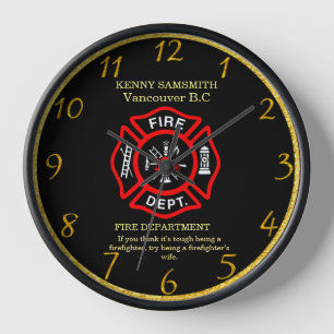 Reloj La insignia negra y roja del bombero