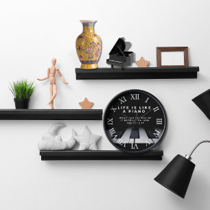 Reloj La vida es como un piano con números romanos inspi