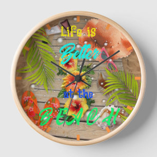 Reloj La vida es mejor en la playa Diversión tropical de