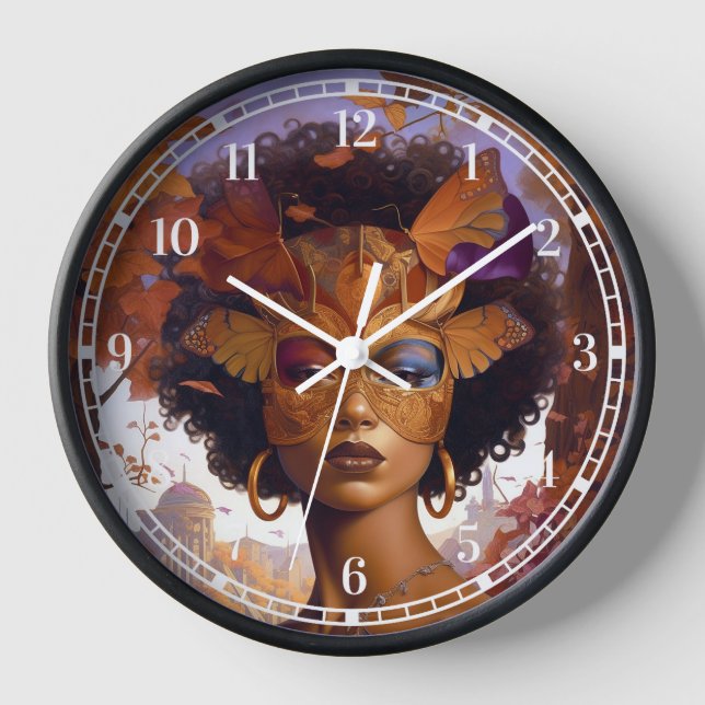 Reloj Lady Viendo Máscara Negro Fantasía Arte (Anverso)